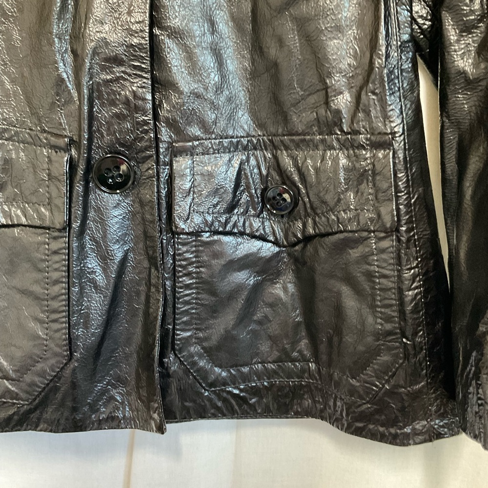 Theory Women's Polished Black 100% Leather Oberon A-line Swing Jacket Size P - Picture 16 of 16